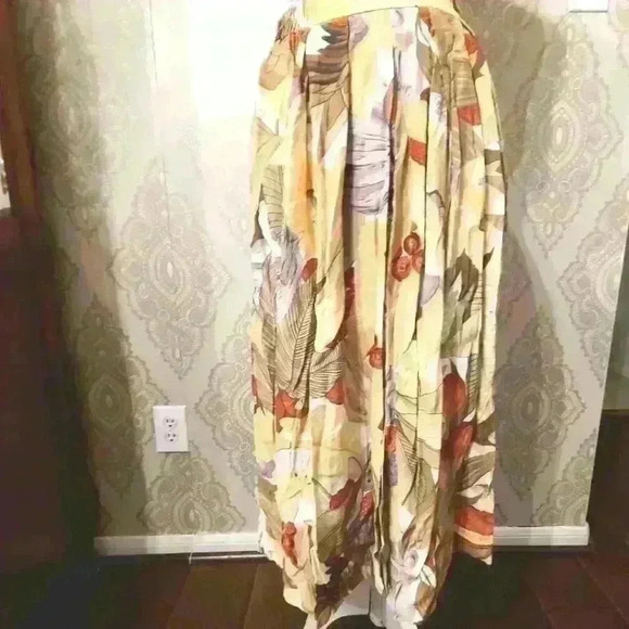 Vintage tropical print pleated skirt with splits size 40 - Picture 1 of 7